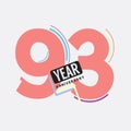 93th Years Anniversary Logo Birthday Celebration Abstract Design Vector Royalty Free Stock Photo