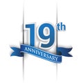 19th years anniversary logo, blue colored vector design on white background. template for Poster or brochure and invitation card