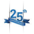 25th years anniversary logo, blue colored vector design on white background. template for Poster or brochure and invitation card