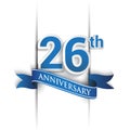 26th years anniversary logo, blue colored vector design on white background. template for Poster or brochure and invitation card