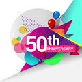 50th Years Anniversary logo with colorful geometric background, vector design template elements for your birthday celebration Royalty Free Stock Photo