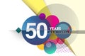 50th years anniversary logo, vector design birthday celebration with colorful geometric background and circles shape Royalty Free Stock Photo
