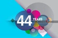 44th years anniversary logo, vector design birthday celebration with colorful geometric background and circles shape Royalty Free Stock Photo