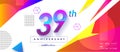 39th years anniversary logo, vector design birthday celebration with colorful geometric background and circles shape Royalty Free Stock Photo