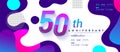 50th years anniversary logo, vector design birthday celebration with colorful geometric background and circles shape Royalty Free Stock Photo