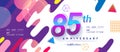 85th years anniversary logo, vector design birthday celebration with colorful geometric background and circles shape