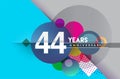 44th years anniversary logo, vector design birthday celebration with colorful geometric background and circles shape Royalty Free Stock Photo