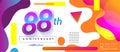 88th years anniversary logo, vector design birthday celebration with colorful geometric background and circles shape