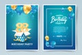 88th years birthday vector invitation double card. Eighty eight years wedding anniversary celebration brochure. Template