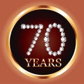 70th years happy birthday anniversary card gold invitation diamond number Royalty Free Stock Photo