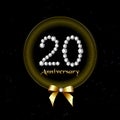 20th years happy birthday anniversary card invitation diamonds number Royalty Free Stock Photo