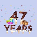 47th Years Happy Birthday card