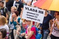 15th Zagreb pride. LGBTIQ activist holding banner.