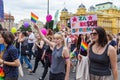 15th Zagreb pride. LGBTIQ activists passing by Croatian National Theater