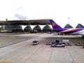 Thai Airway Flight at Suvanaphumi Airport, Bangkok Royalty Free Stock Photo