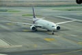 Thai Airways flight taxing to gate in Suvarnabhumi International