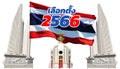 thai alphabet.thai language. English translation election 2023. change thailand.illustration democracy monument