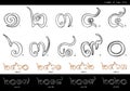 Thai alphabet number pencil line art