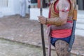 Thai ancient warrior swordsmanship fighting action with sword and spear weapon in Northern Lanna culture