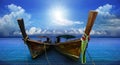 Thai andaman long tailed boat southern of thailand on sea beach Royalty Free Stock Photo