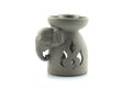 Thai art Ceramic Candlestick Shape Elephant on White Background. Royalty Free Stock Photo