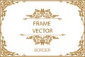 Thai Art, Gold border frame with thailand line floral for picture, Vector design decoration pattern style.frame corner design is p Royalty Free Stock Photo