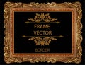 Thai Art, Gold border frame with thailand line floral for picture, Vector design decoration pattern style.frame corner design is p
