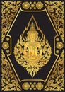 Thai art outline stroke on pattern background Royalty Free Stock Photo