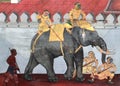 Thai art painting on the wall Royalty Free Stock Photo