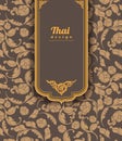 Thai art pattern on brown background, flower style, thai pattern Royalty Free Stock Photo