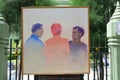 Thai art students painting of His Majesty King Bhumibol portrait
