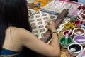 Thai artist drawing Thai art for making Thai silk