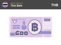 Thai baht banknone. Paper money 500 THB.