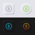 Thai baht currency symbol coin button icon set, Multicolor neumorphism button soft UI Design for Web design, Application UI and