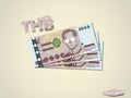 Thai baht money paper minimal vector graphic design