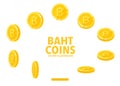 Thai Baht sign gold coin isolated on white background. Royalty Free Stock Photo