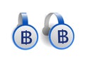 Thai baht symbol on Blue advertising wobblers.