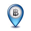 Thai baht symbol on Mapping Marker vector icon