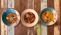 Thai boat noodles in small bowls