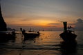 Thai boat silhouette at sunset Royalty Free Stock Photo