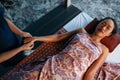 Thai Body Massage. Beautiful Woman Getting Hand Massage At Spa Royalty Free Stock Photo