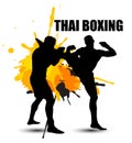 Thai boxer standing with grunge graphic Royalty Free Stock Photo