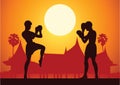 Thai Boxing Muay Thai martial art famous sport,two boxer fight t