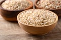 Thai brown rice seed in wooden bowl, Organic rice