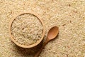 Thai brown rice seeds in bowl, Organic rice Royalty Free Stock Photo