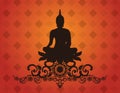 Thai buddha silhouette on pattern background vector illustration