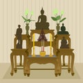Thai Buddhist Altar Table Set Royalty Free Stock Photo