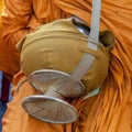 Thai buddhist monk holding alms bowl. Royalty Free Stock Photo