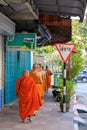 Thai Buddhist Monks Alms Nakhon Lampang Thailand