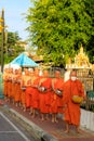 Thai Buddhist Monks Alms Nakhon Lampang Thailand